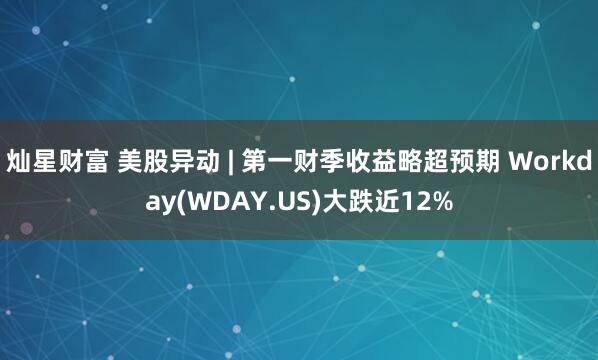 灿星财富 美股异动 | 第一财季收益略超预期 Workday(WDAY.US)大跌近12%