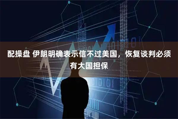 配操盘 伊朗明确表示信不过美国，恢复谈判必须有大国担保