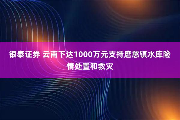 银泰证券 云南下达1000万元支持磨憨镇水库险情处置和救灾